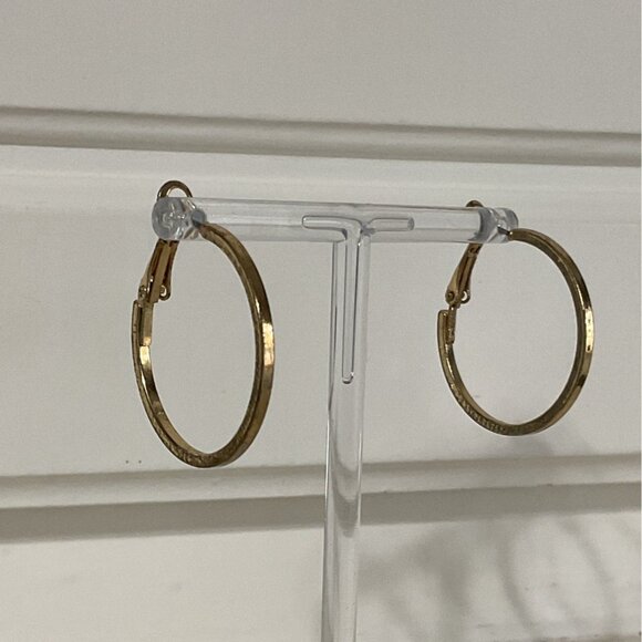 Gold Tone Classic Hoop Earrings For Women - Picture 1 of 3